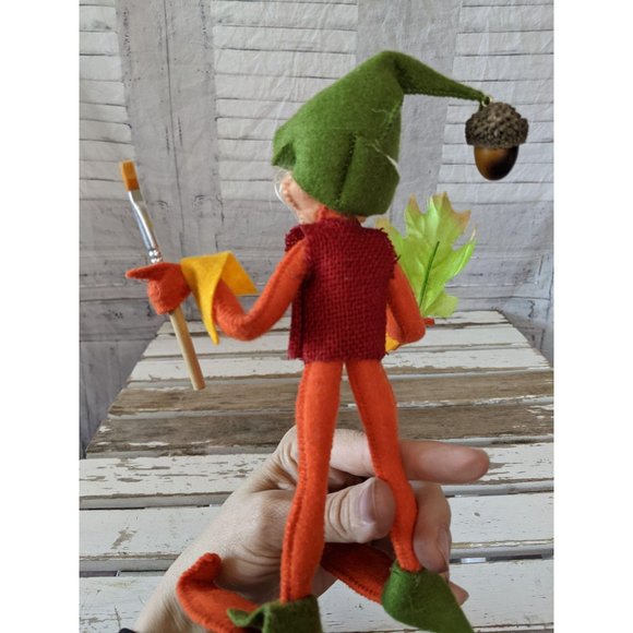 Annalee Thanksgiving elf acorn brush green leaf fa - Picture 5 of 8